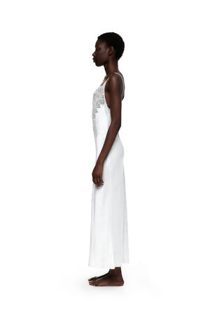 Сукня шовкова з мереживом в бiлому кольорi